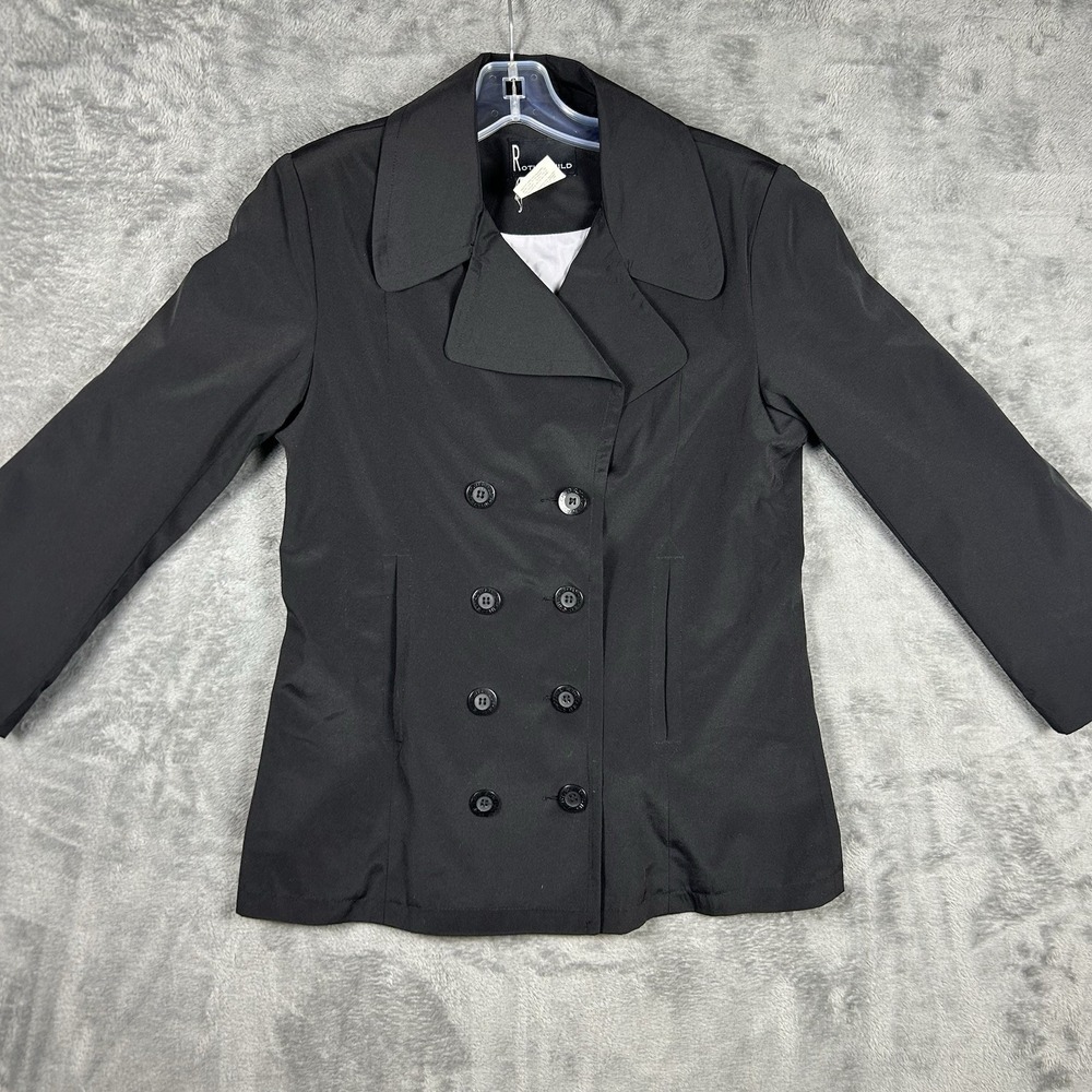 Rothschild Women's M (10/12) Black Double Breasted Peacoat Jacket with Pockets